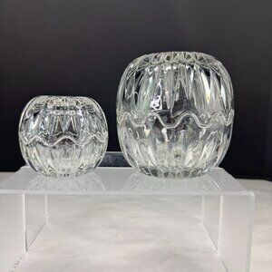 Vintage ACC Yugoslavia 24% Lead Crystal Trinket Boxes Set of 2